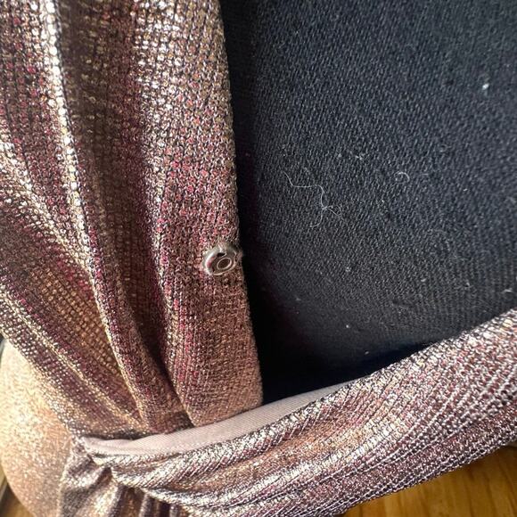 City Studio Gold Metallic Twist-Front Long Sleeve Mini Dress – Juniors 7 - Picture 7 of 9